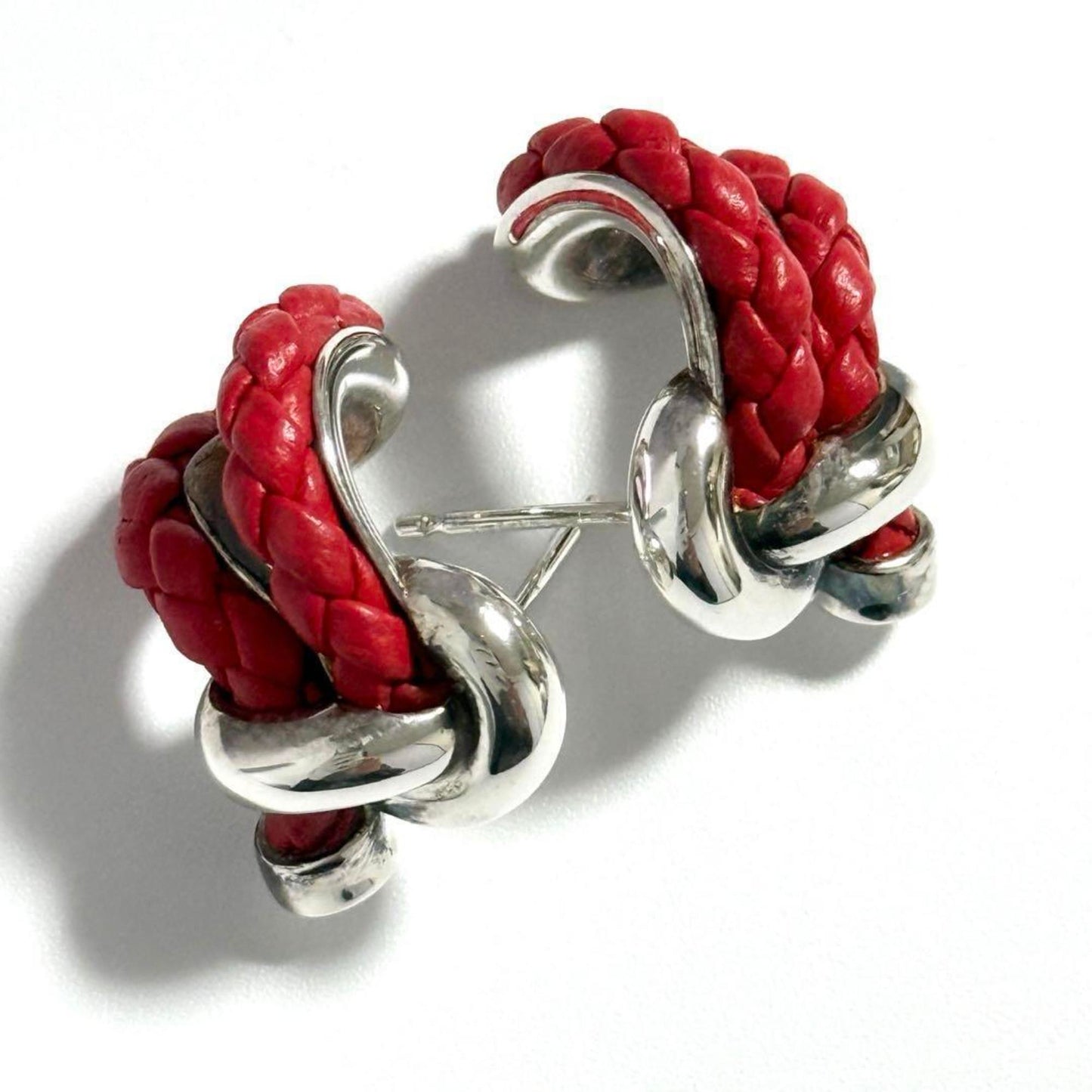 Luxury Bottega Veneta  Leather  925 Hoop Earrings ()