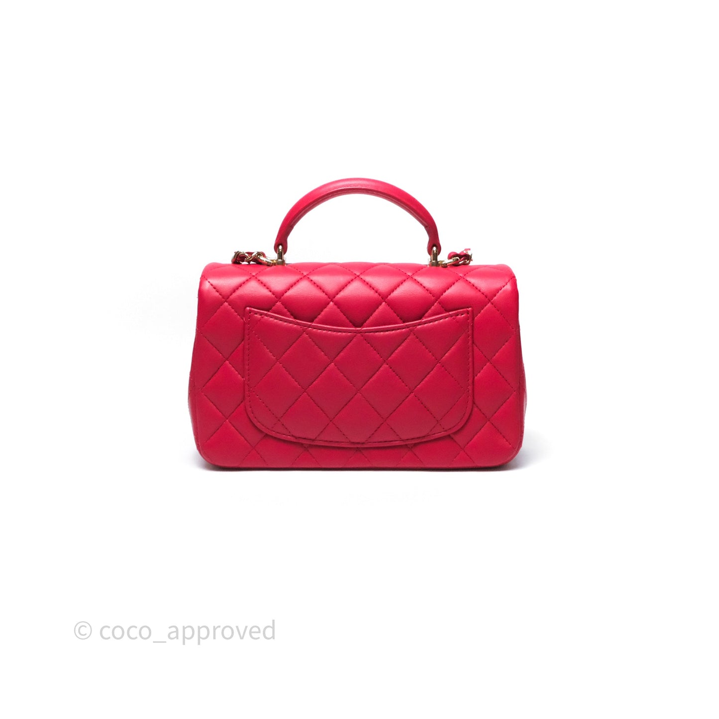 Chanel Top Handle Mini Rectangular Flap Red Lambskin Gold Hardware