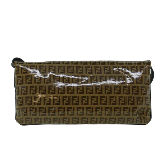 Luxury FendiZucchino Canvas Shoulder Bag Coated Canvas Brown60109