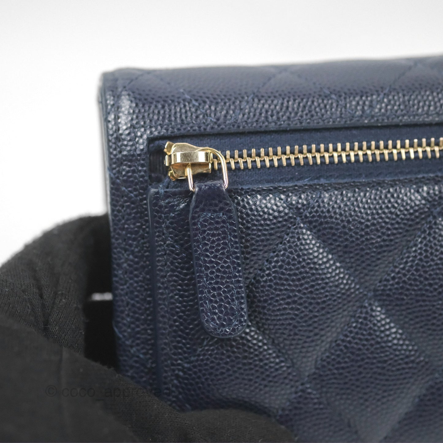 Chanel Classic Short Flap Wallet Navy Caviar Gold Hardware