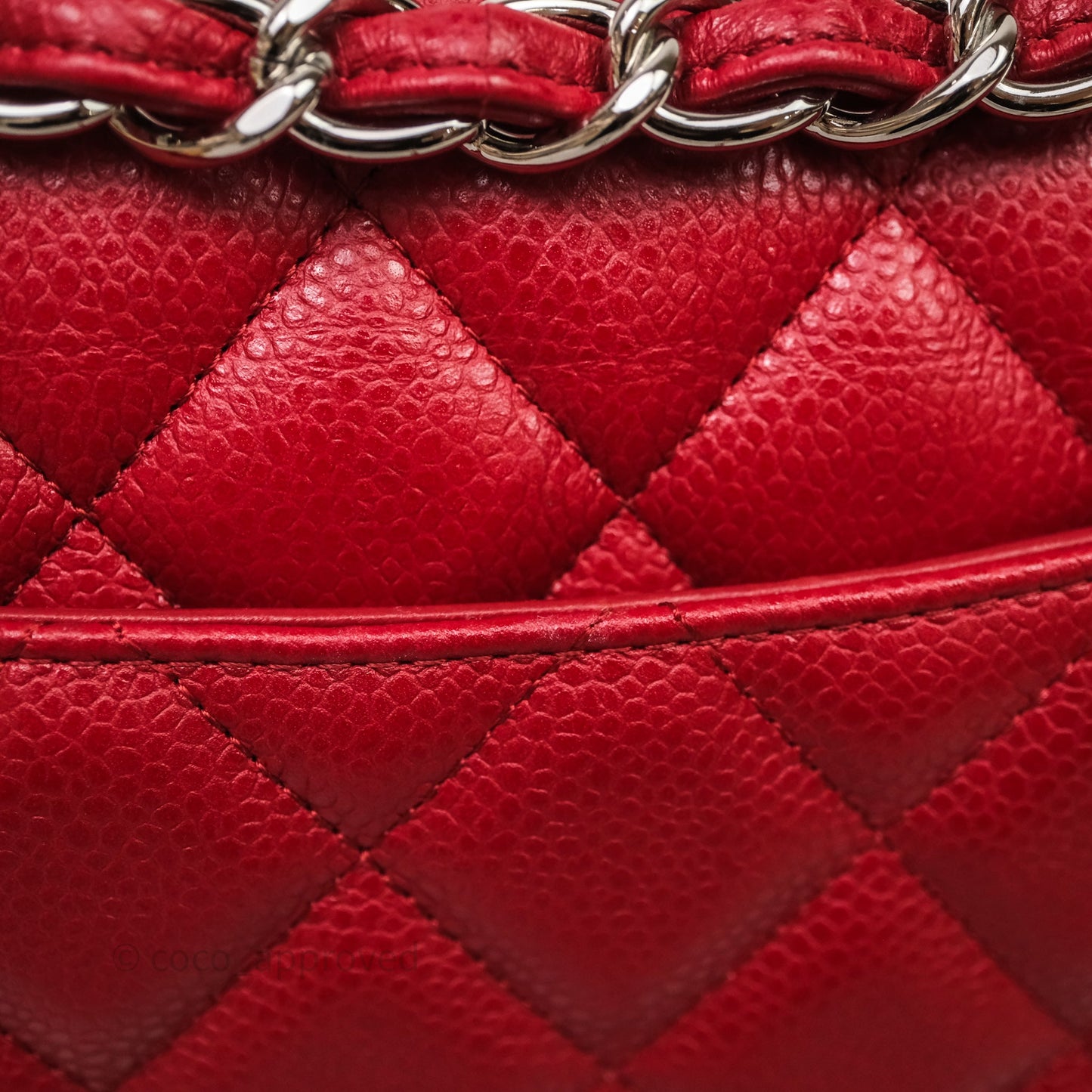 Chanel Jumbo Double Flap Red Caviar Silver Hardware⁣⁣