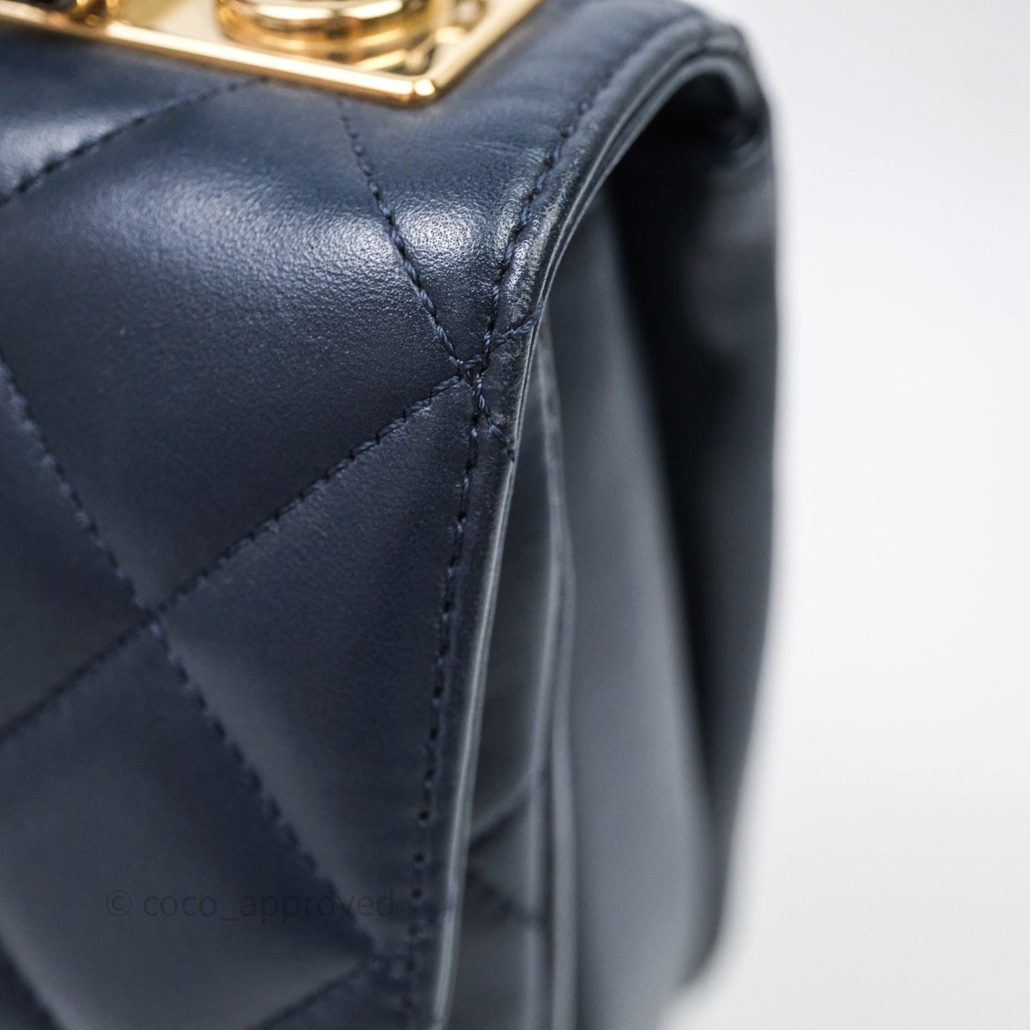 Chanel Small Trendy CC Navy Lambskin Gold Hardware