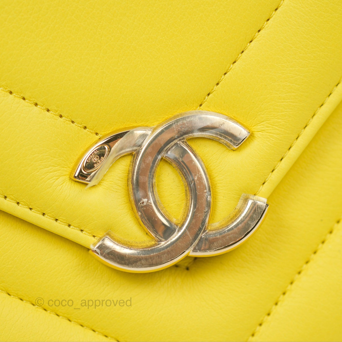 Chanel Chevron Square Envelope Flap Bag Yellow 19C