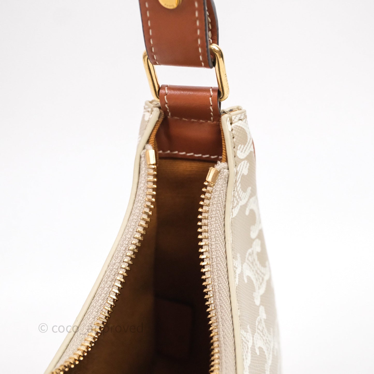 Celine Ava Bag In Triomphe Canvas Calfskin Grege