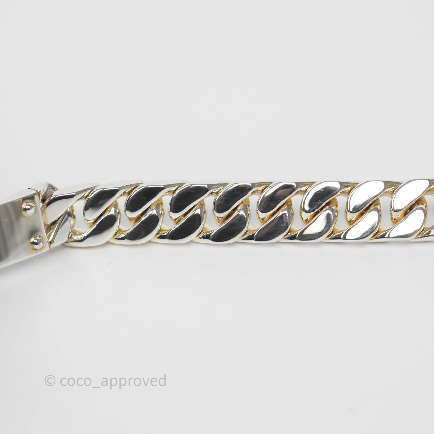 Hermes Kelly Gourmette GM Bracelet Silver Size ST