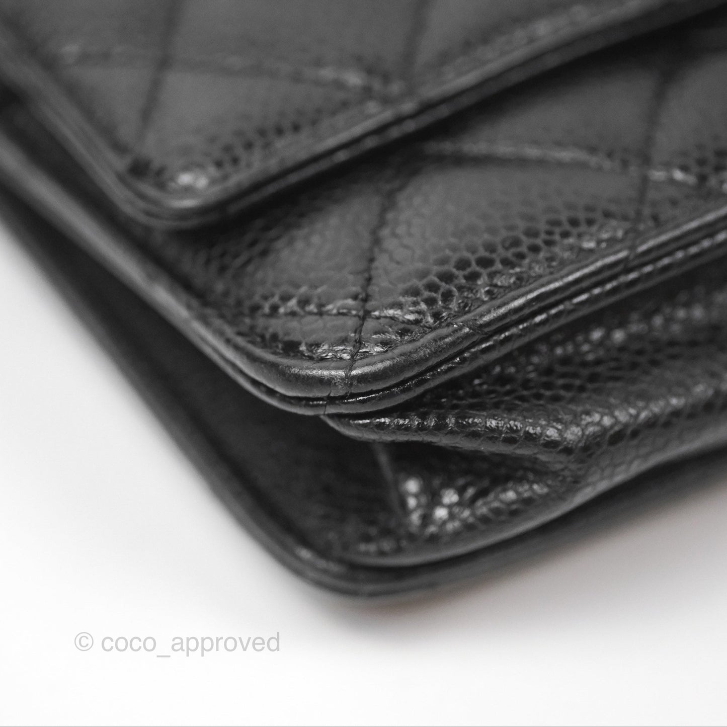 Chanel Quilted Classic Wallet On Chain WOC Black Caviar Silver Hardware