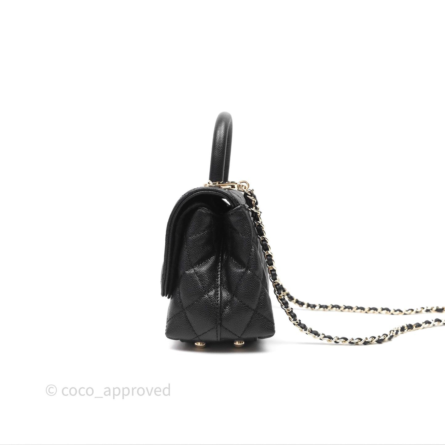 Chanel Mini Coco Handle Quilted Black Caviar Gold Hardware