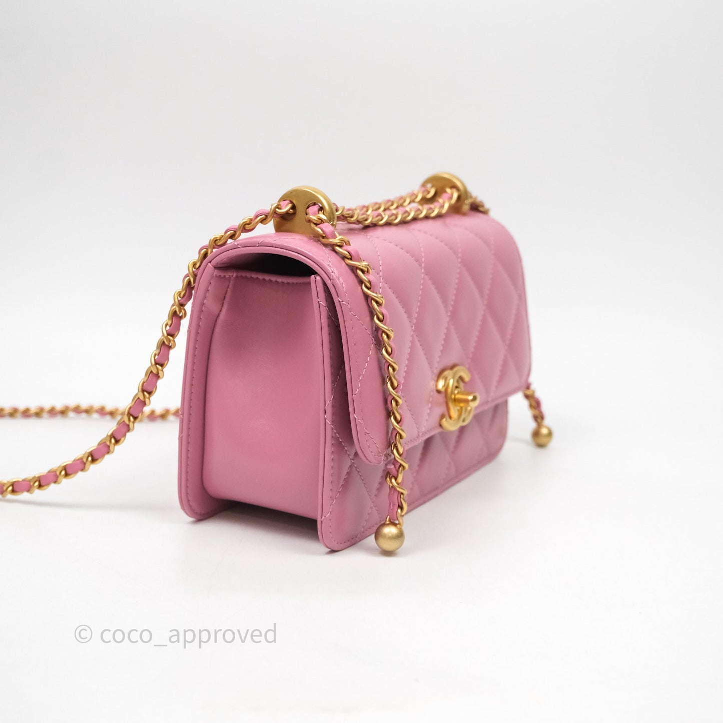 Chanel Quilted Mini Perfect Fit Adjustable Pink Calfskin Gold Hardware