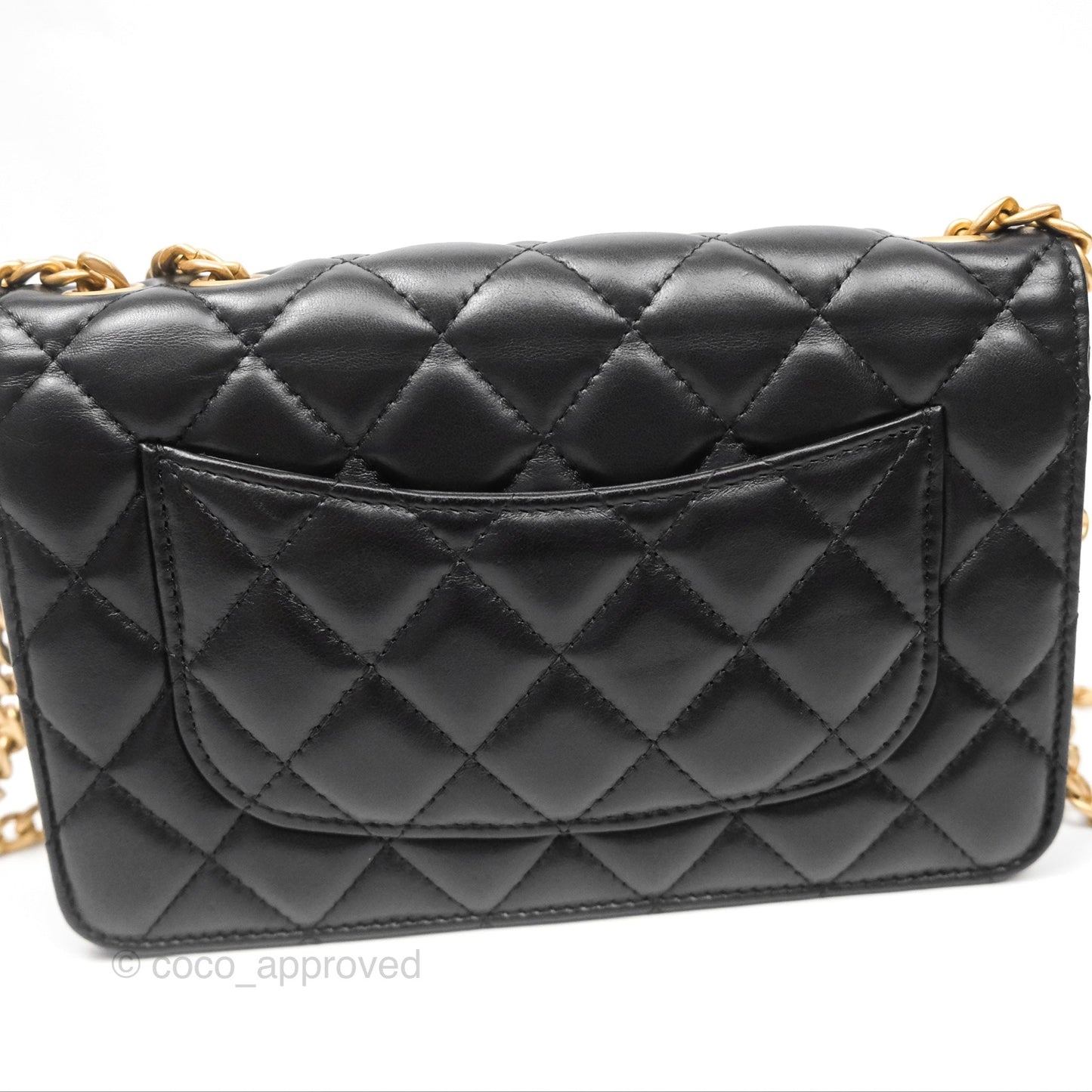 Chanel All Slide Wallet on Chain WOC Adjustable Chain Quilted Black Lambskin 22K