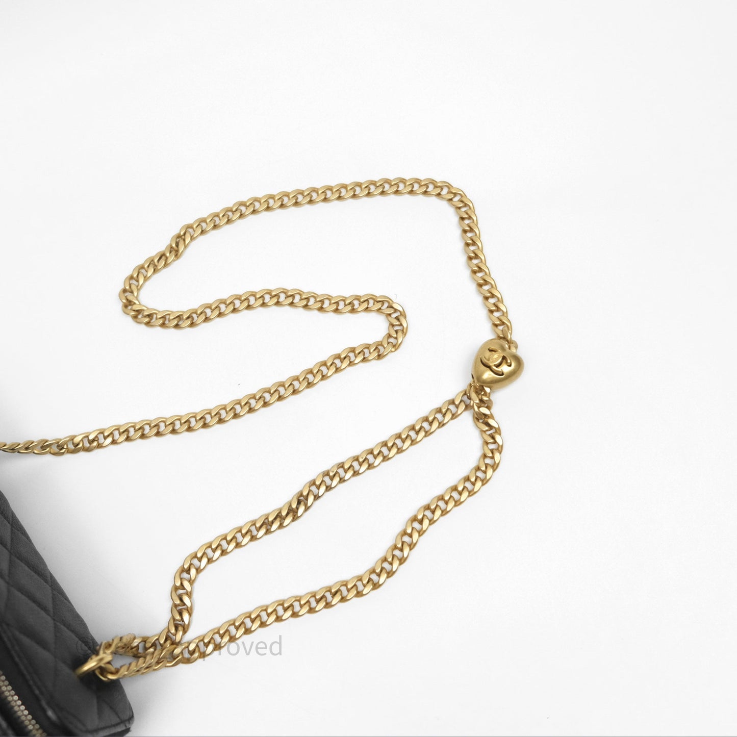 Chanel Vanity with Heart Adjustable Chain Black Caviar Aged Gold Hardware