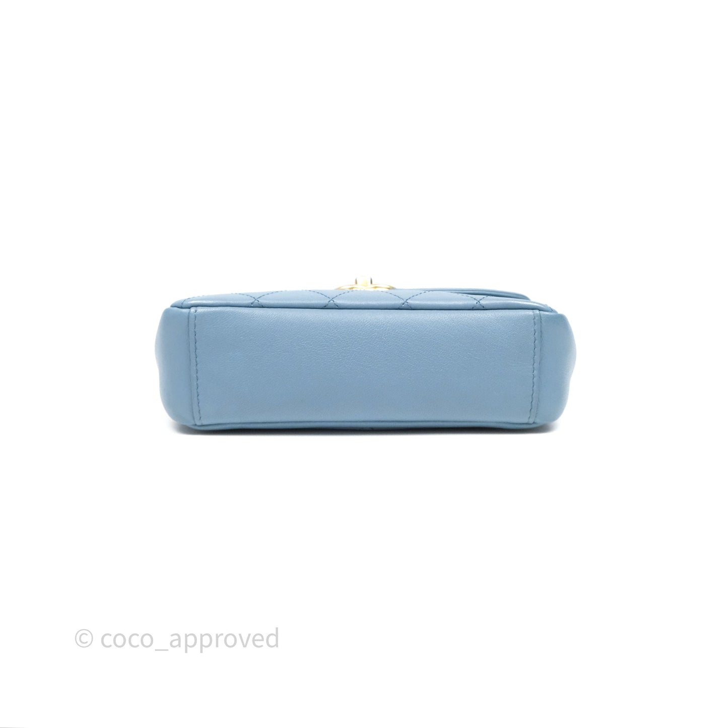 Chanel Curved Flap Bag Blue Lambskin Aged Gold Hardware
