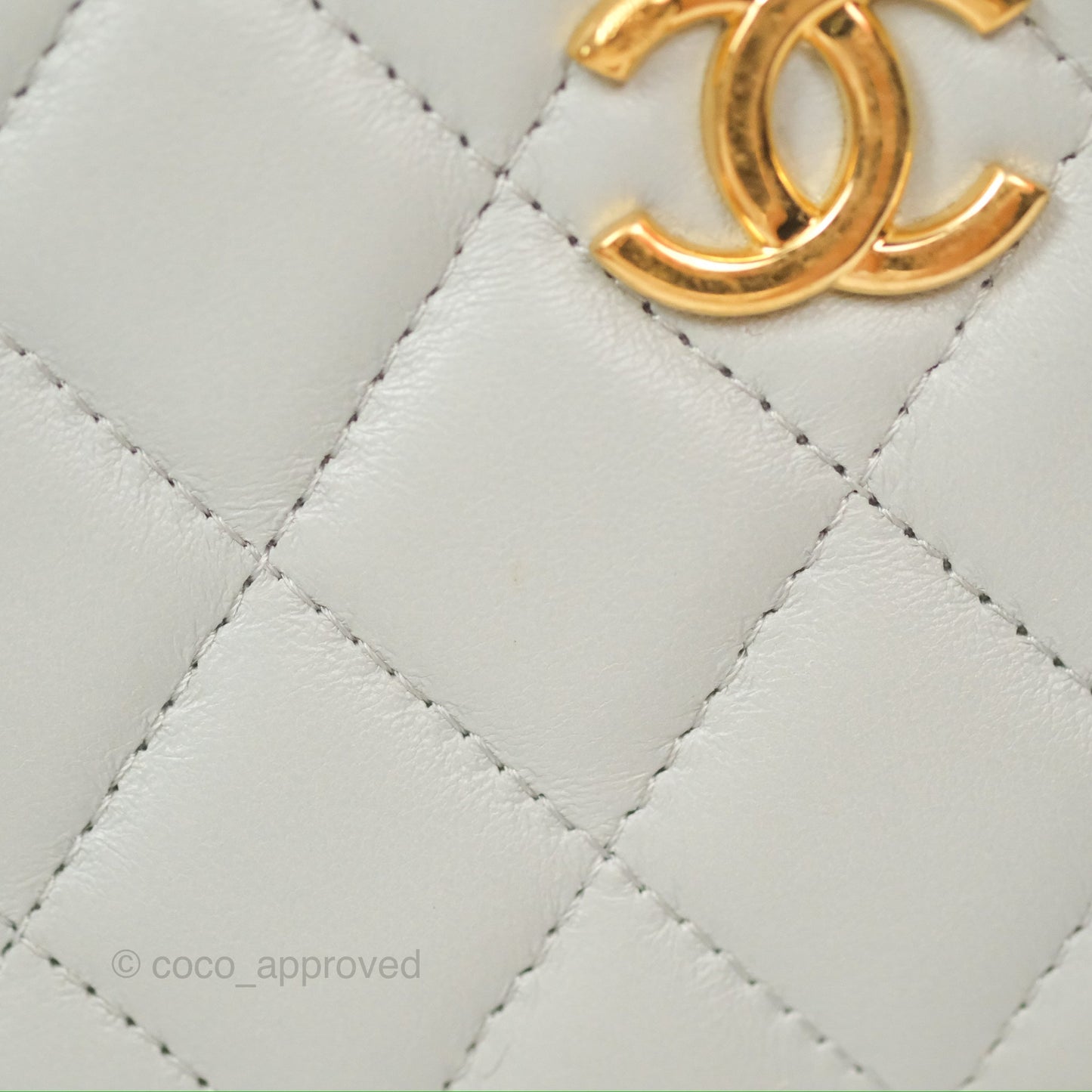 Chanel Quilted Vanity Rectangular with Chain Grey Blue Lambskin Gold Hardware