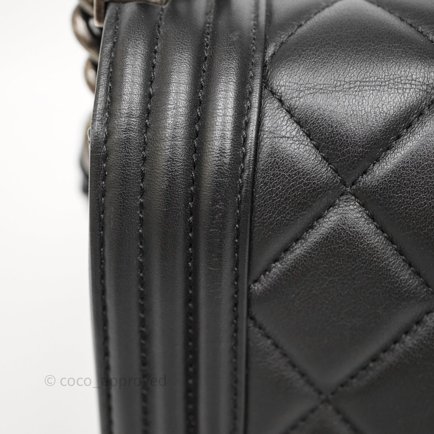 Chanel Quilted Medium Boy Black Lambskin Ruthenium Hardware