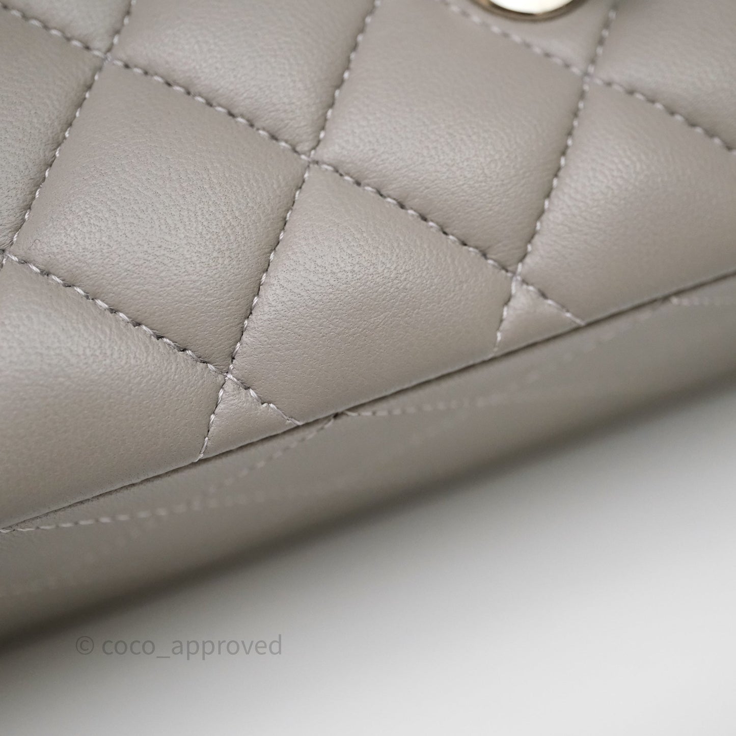 Chanel Classic M/L Medium Flap Quilted Grey Lambskin Silver Hardware