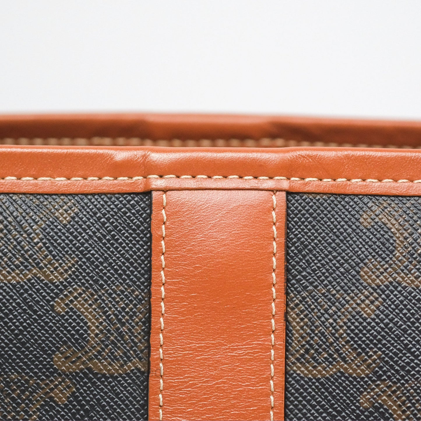 Celine Small Bucket Triomphe Canvas Tan Calfskin