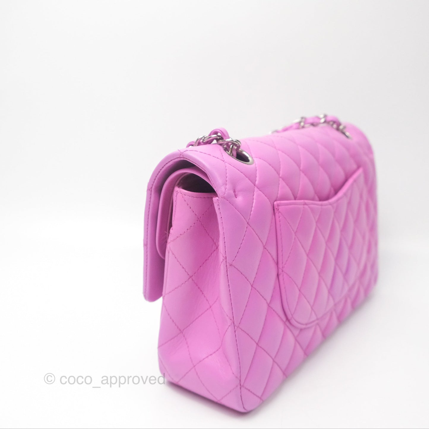 Chanel Medium Classic Flap Quilted Purple Lambskin Silver Hardware