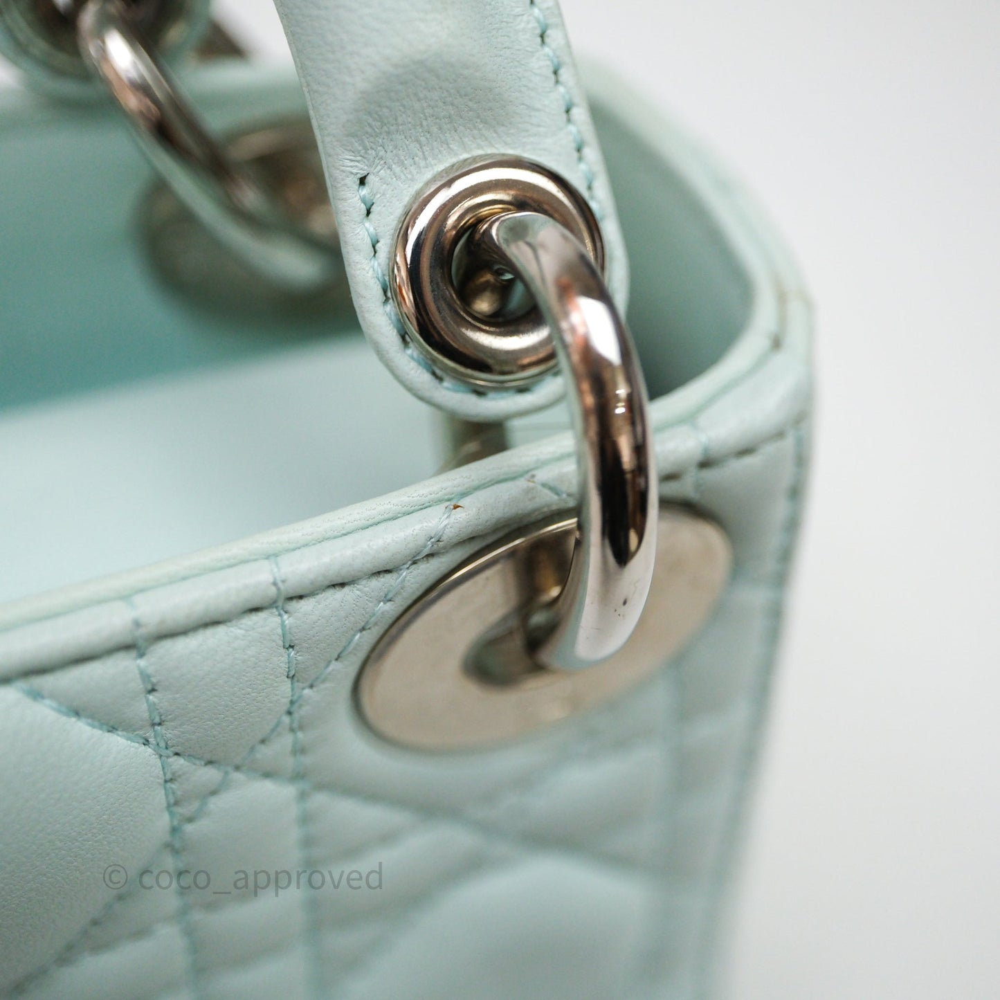 Christian Dior Mirco Lady Dior Cannage Calfskin Light Green Matte