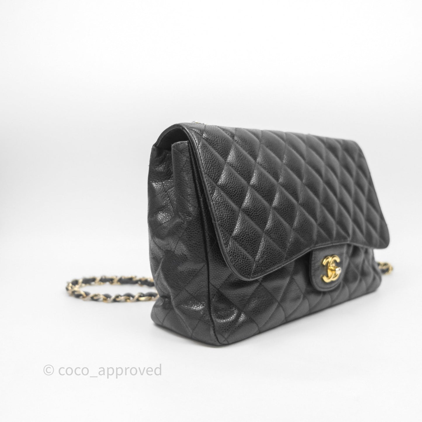 Chanel Jumbo Single Flap Black Caviar Gold Hardware⁣⁣
