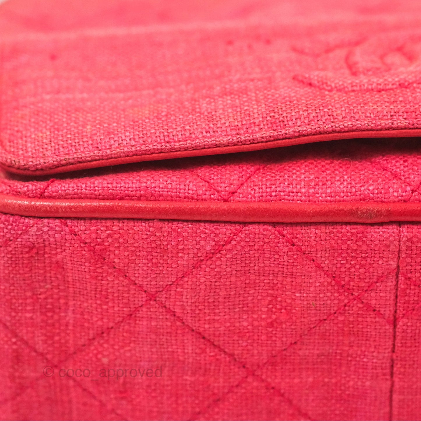 Chanel Vintage Small Tassel Camera Bag Dark Pink Canvas Gold Hardware