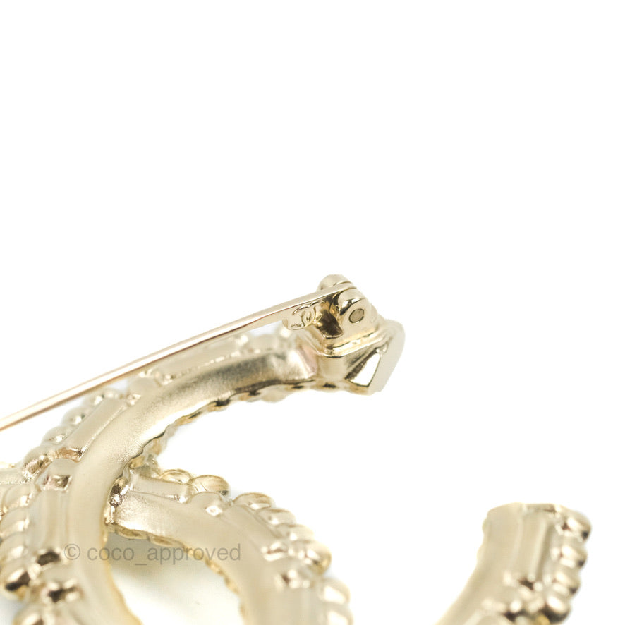 Chanel CC Crystal Pearl Brooch 22K