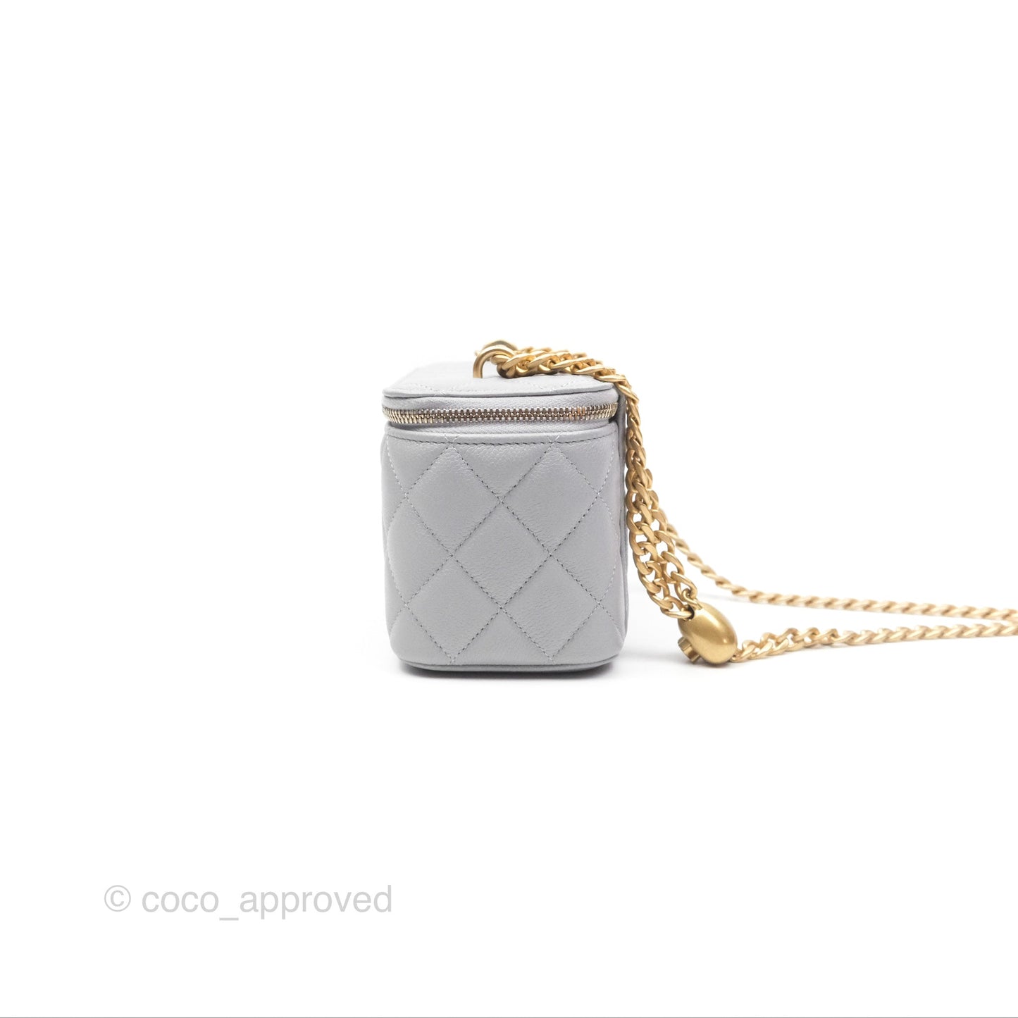 Chanel Vanity with Heart Adjustable Chain Grey Caviar Aged Gold Hardware