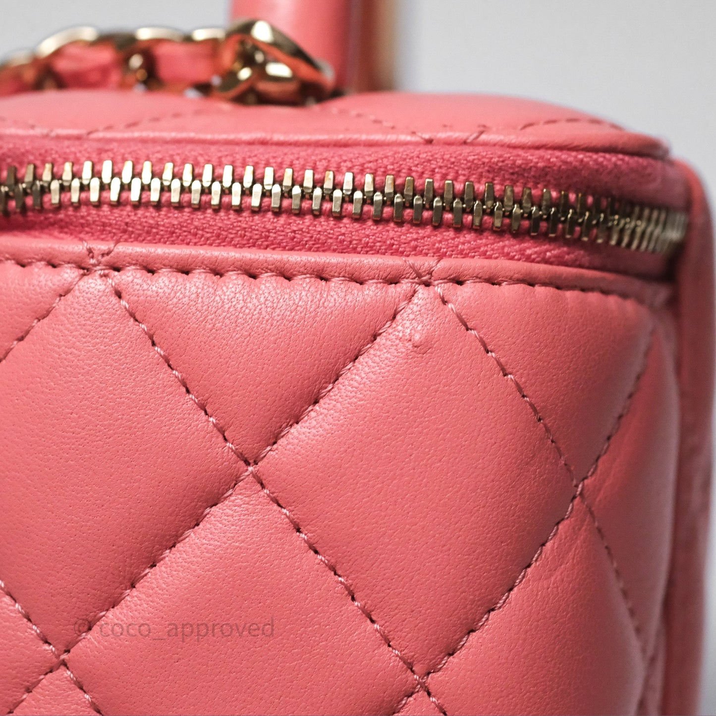 Chanel Vanity Rectangular Top Handle Pink Lambskin Gold Hardware