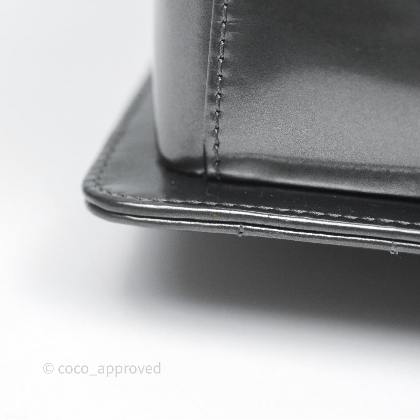 Chanel Medium Boy Metallic Dark Grey Iridescent Glazed Calfskin Ruthenium Hardware