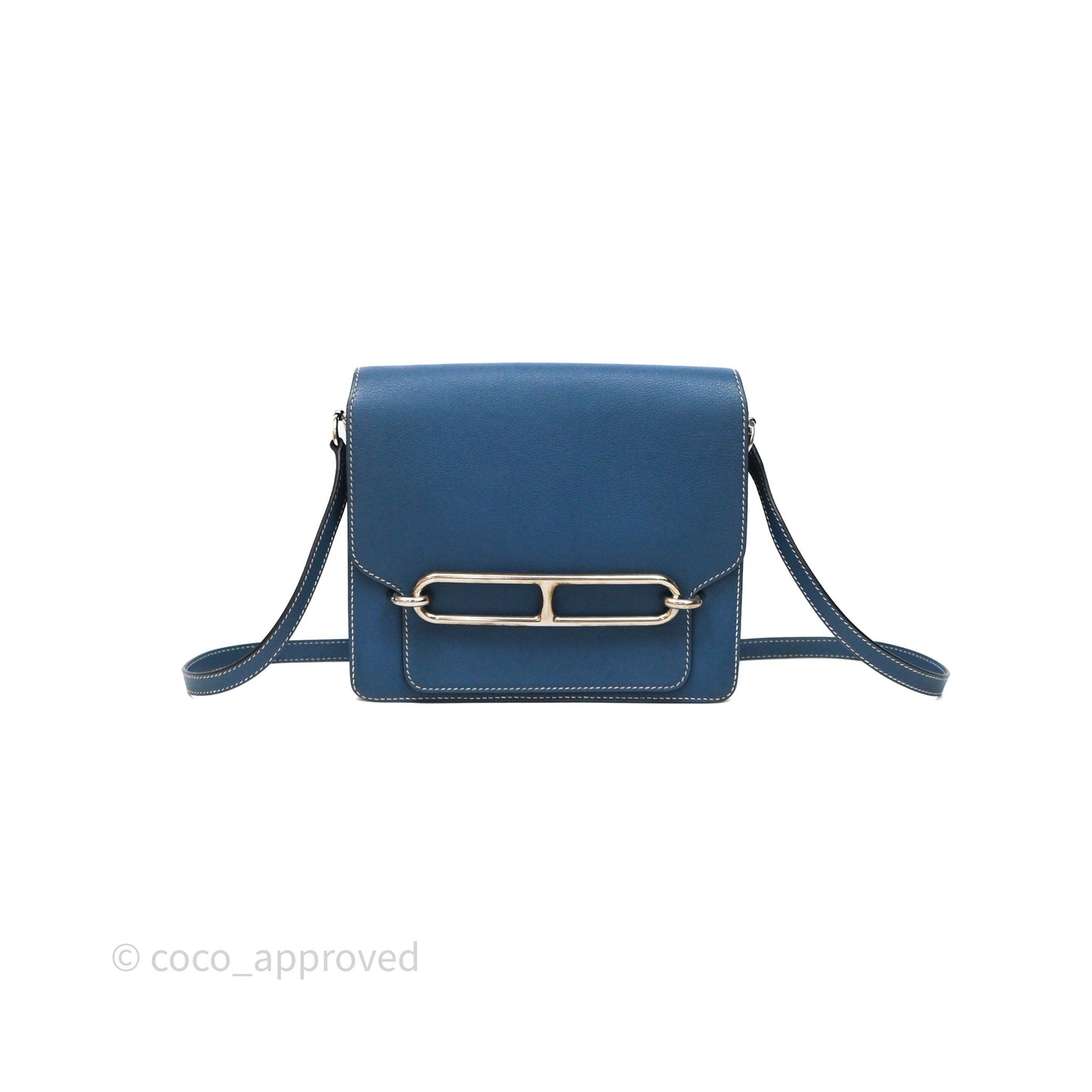 Hermès Roulis 23 Blue Evercolor Palladium Hardware