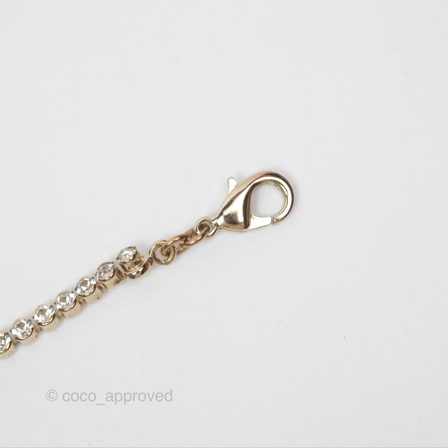 Chanel CC Crystal Chain Choker Necklace Gold Tone 21S