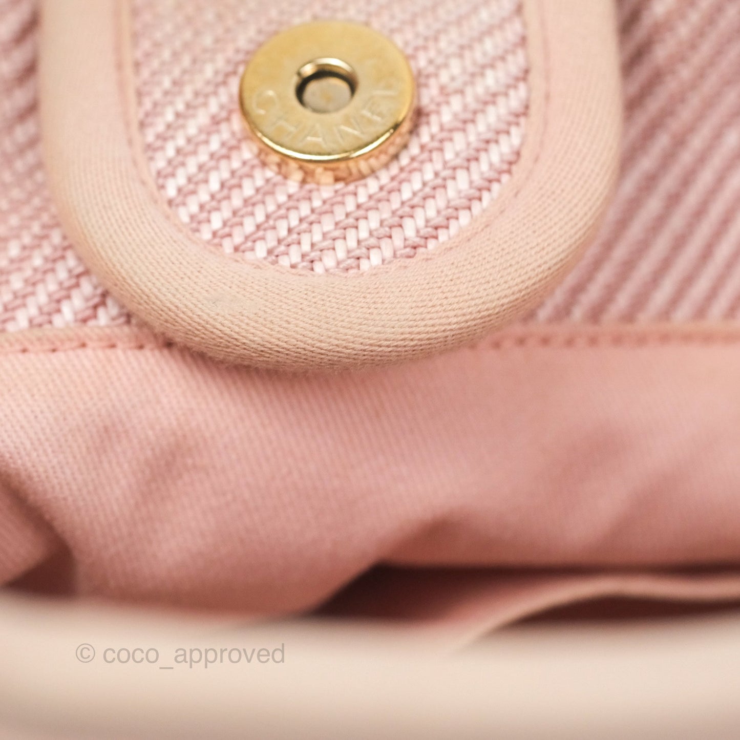 Chanel Small Vertical Deauville Canvas Pink Gold Hardware