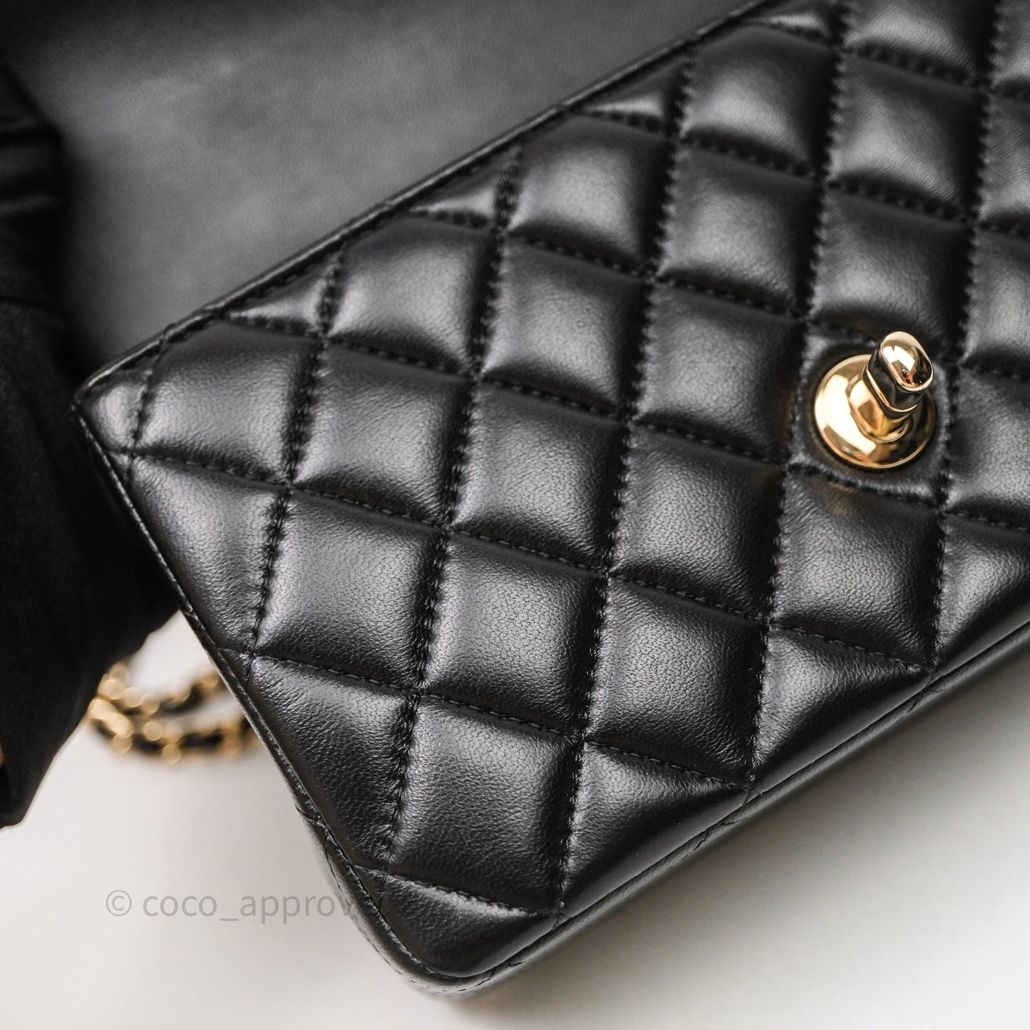 Chanel Top Handle Mini Rectangular Flap Black Lambskin Gold Hardware