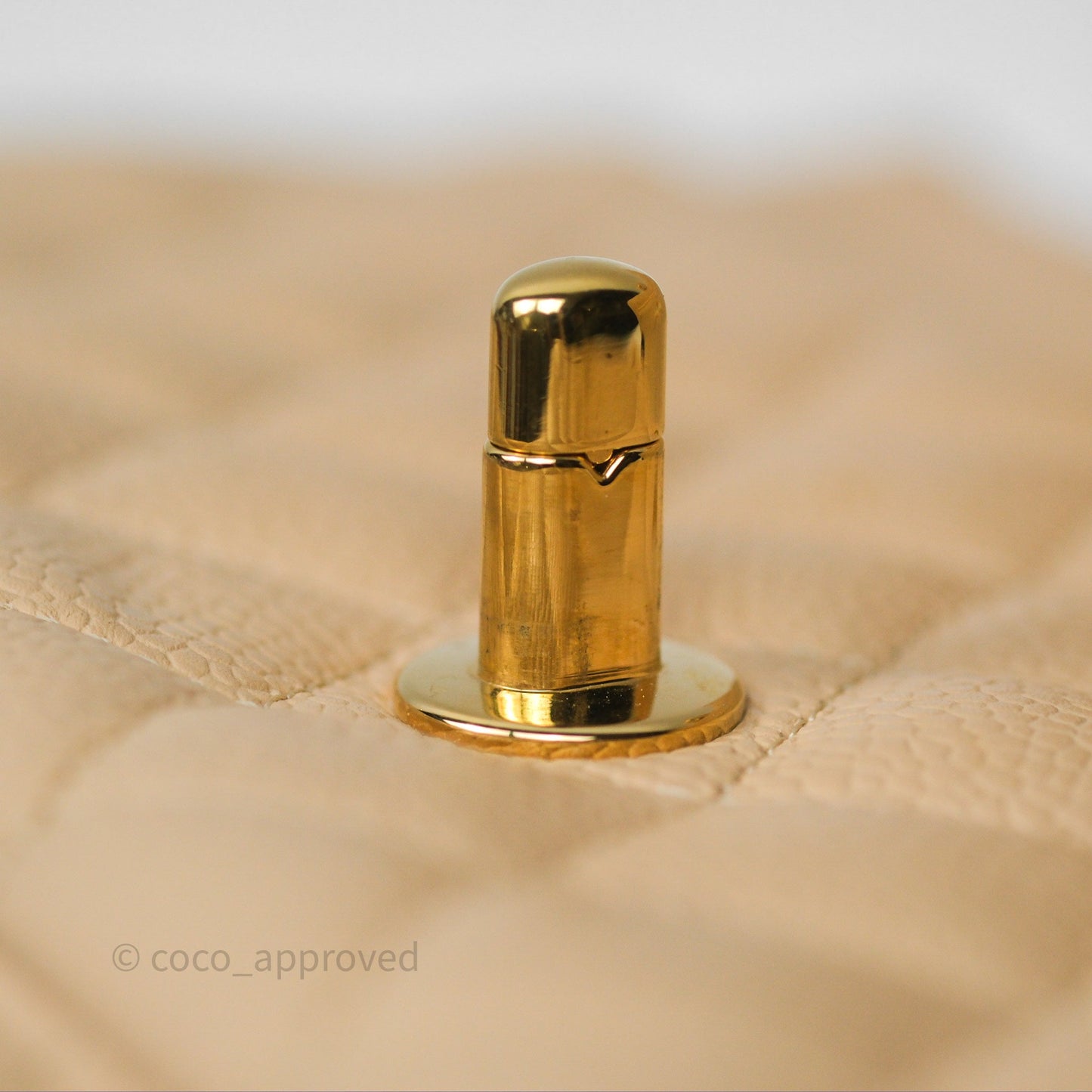 Chanel M/L Medium Classic Flap Quilted Beige Caviar Gold Hardware