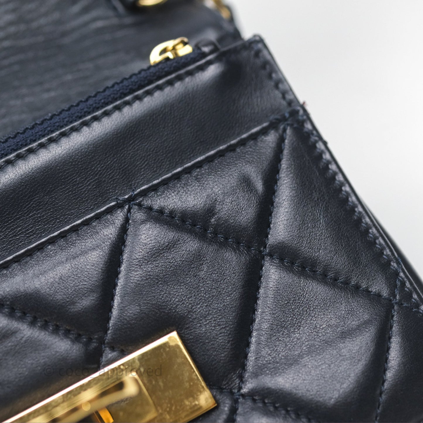 Chanel Golden Class Wallet on Chain WOC Navy Lambskin Gold Hardware