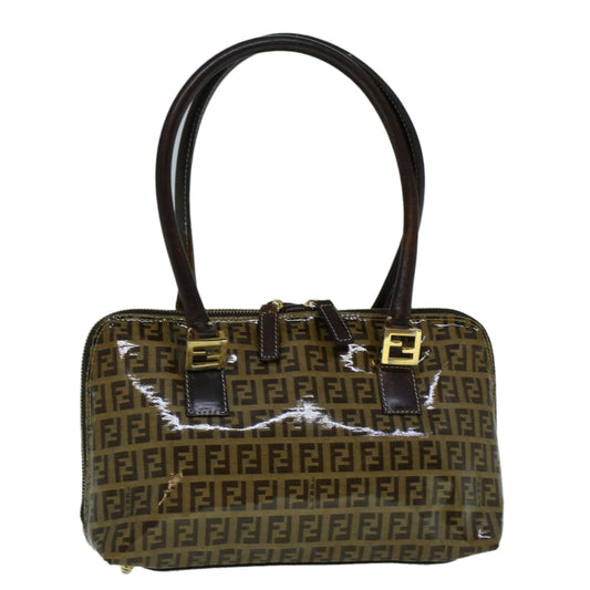 Luxury FendiZucchino Canvas Hand Bag Coated Canvas Brown60354