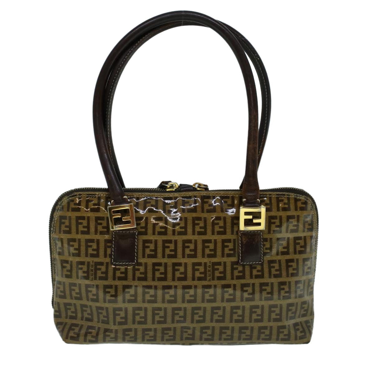Luxury FendiZucchino Canvas Hand Bag Coated Canvas Brown60354