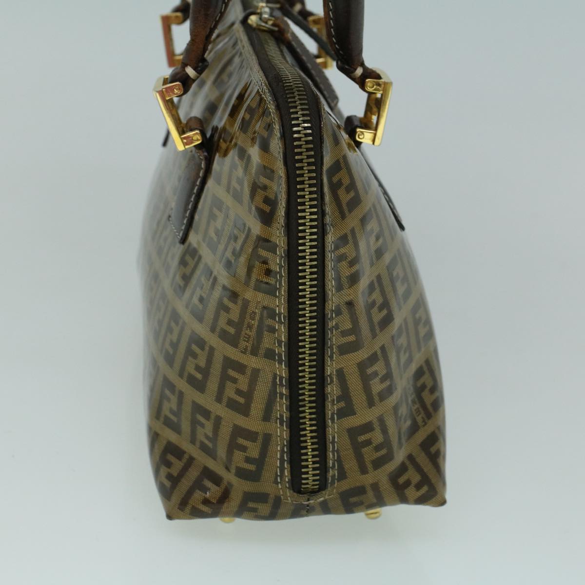 Luxury FendiZucchino Canvas Hand Bag Coated Canvas Brown60354