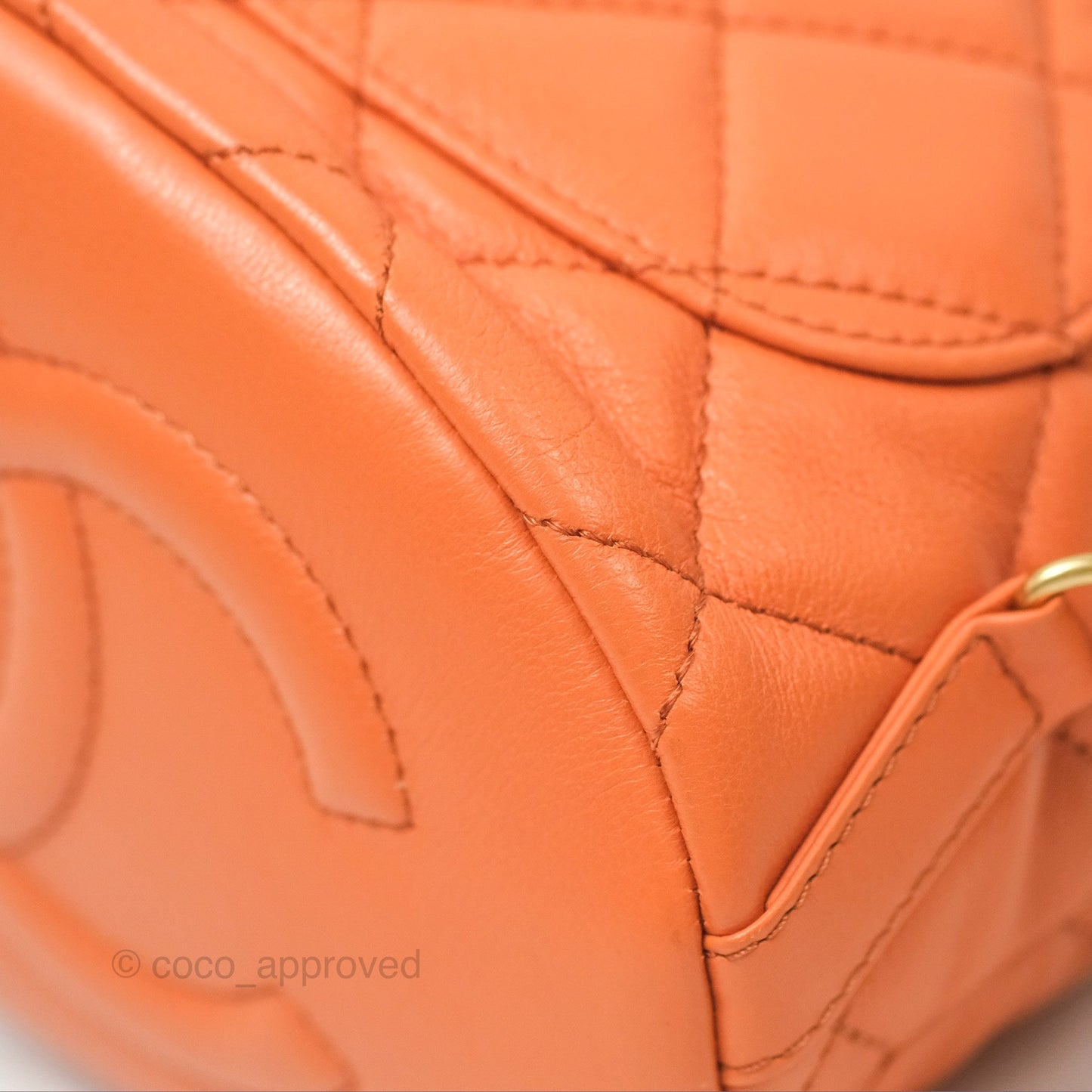 Chanel Small Drawstring Backpack Orange Calfskin Aged Gold Hardware 23A