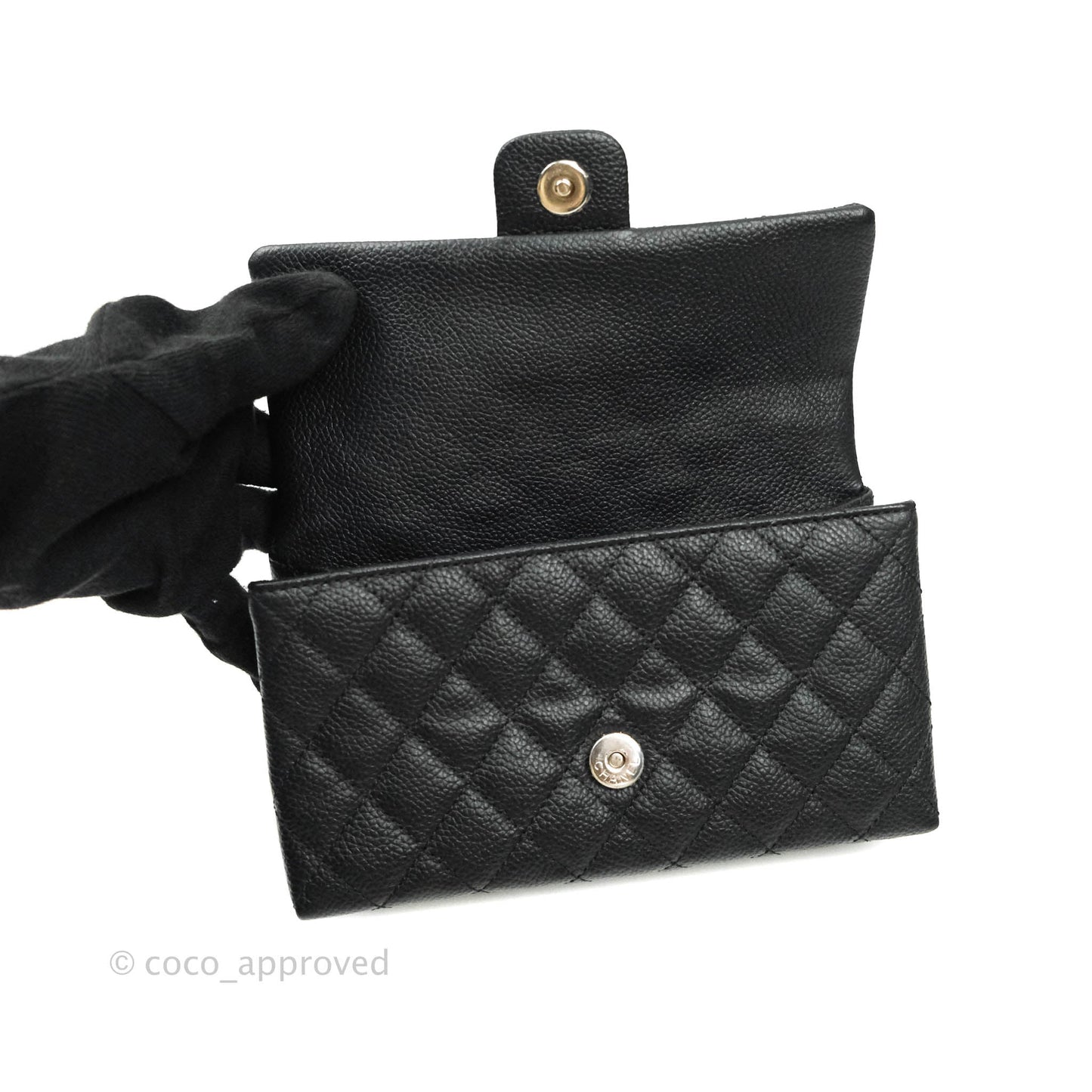 Chanel Reissue Quilted Caviar Belt Bag Black Silver Hardware