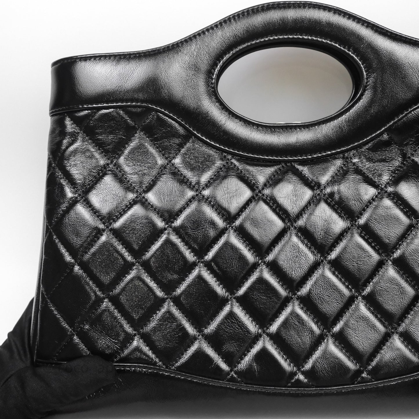 Chanel 31 Medium Hobo Black Shiny Crumpled Lambskin Gold Hardware 24S