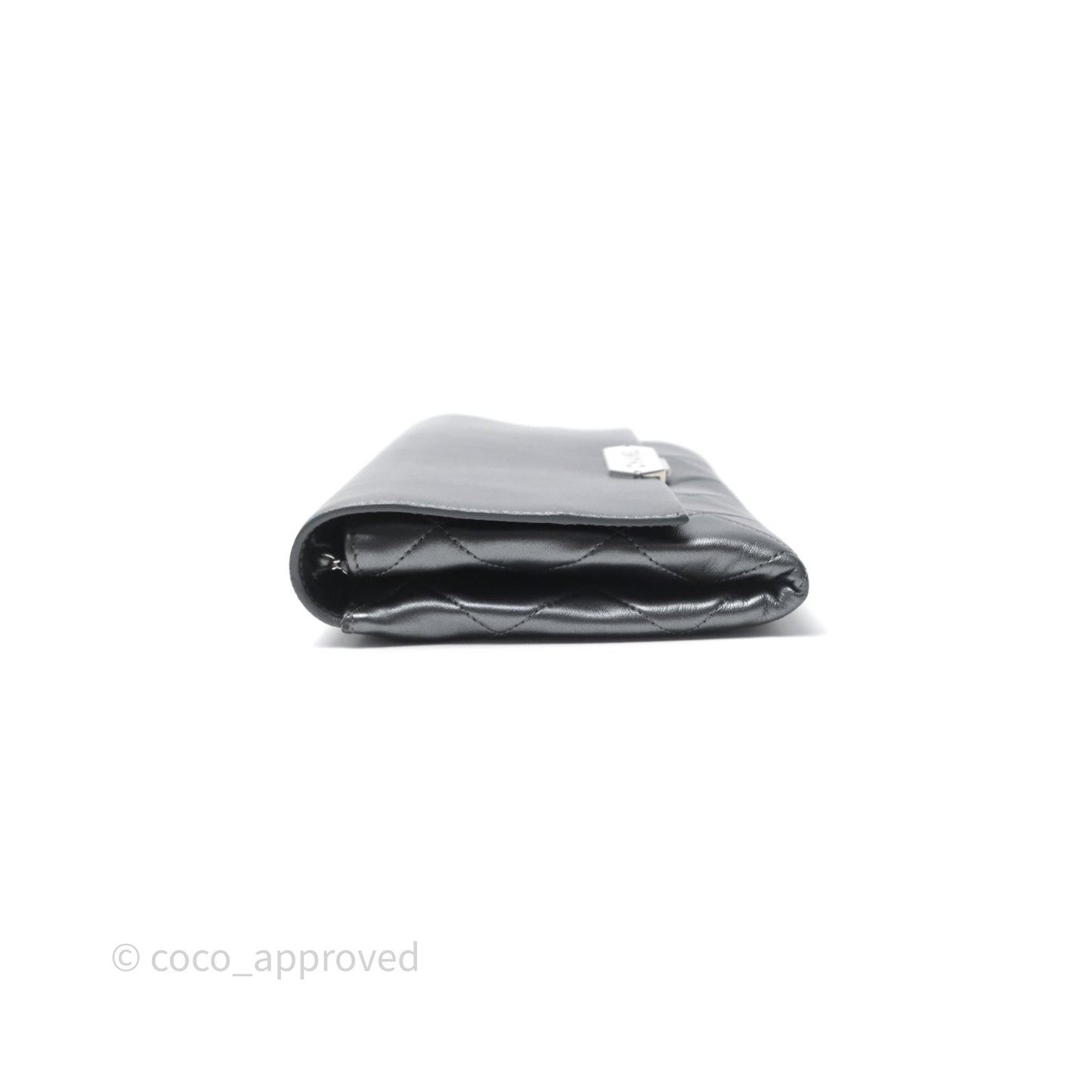 Chanel Clutch with Chain Metallic Dark Grey Silver Hardware