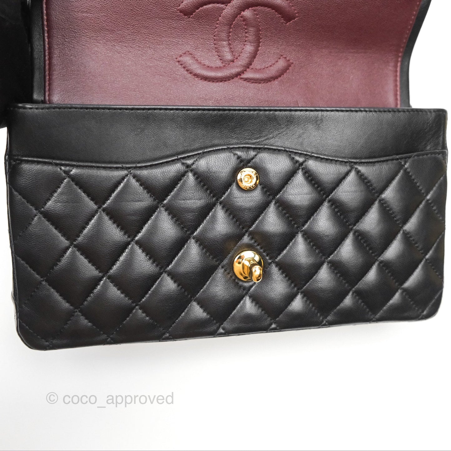 Chanel Classic M/L Medium Flap Quilted Black Lambskin Gold Hardware