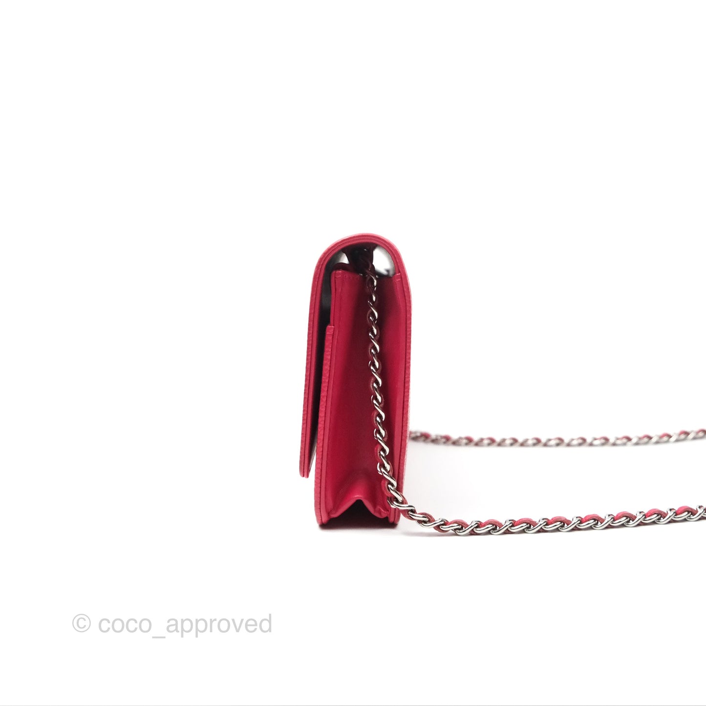 Chanel CC Wallet On Chain WOC Dark Pink Caviar Silver Hardware