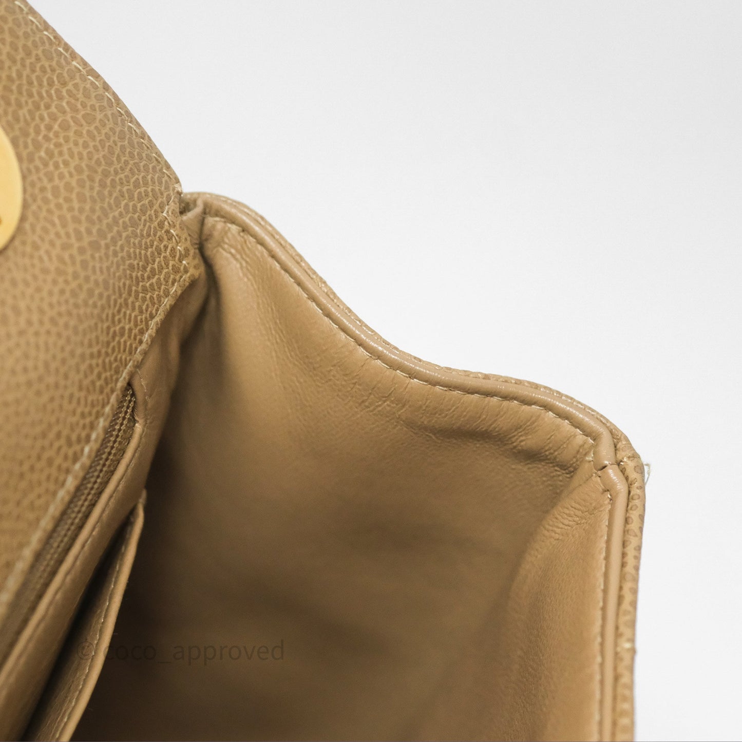 Chanel Vintage Vertical Quilted Jumbo Single Flap Beige Caviar 24K Gold Hardware