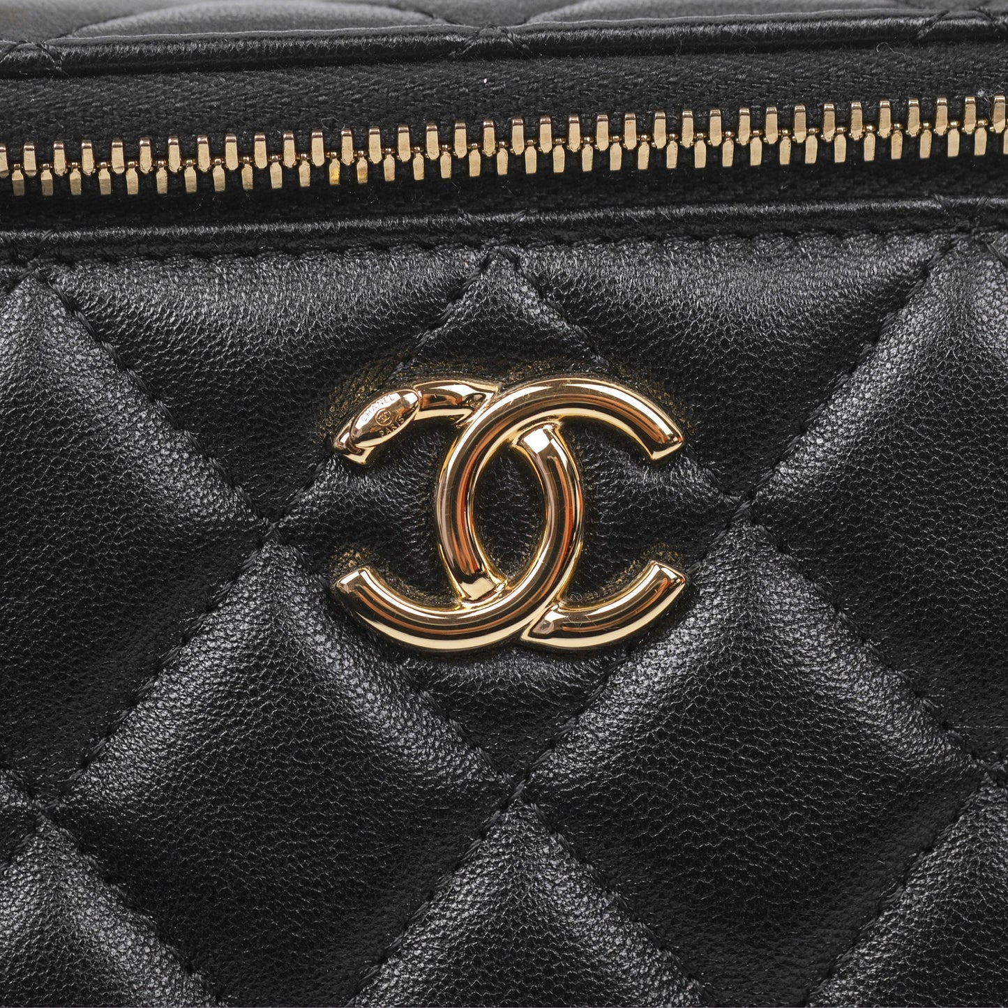 Chanel Top Handle Vanity Rectangular Black Lambskin Gold Hardware