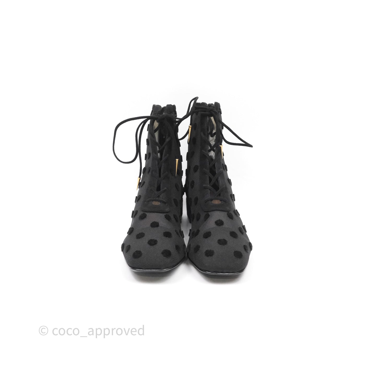 Christian Dior Mesh Polka-Dot Boots Black Size 39