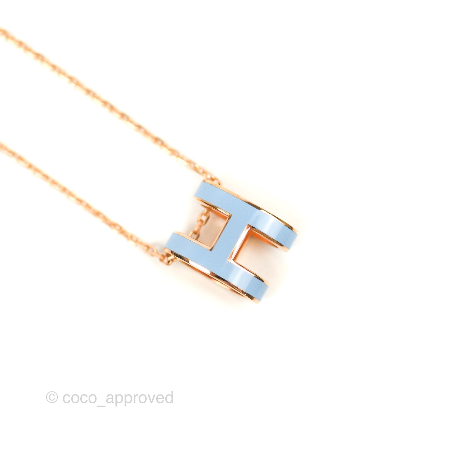 Hermès Pop H Pendant Necklace Blue Celeste Rose Gold Hardware