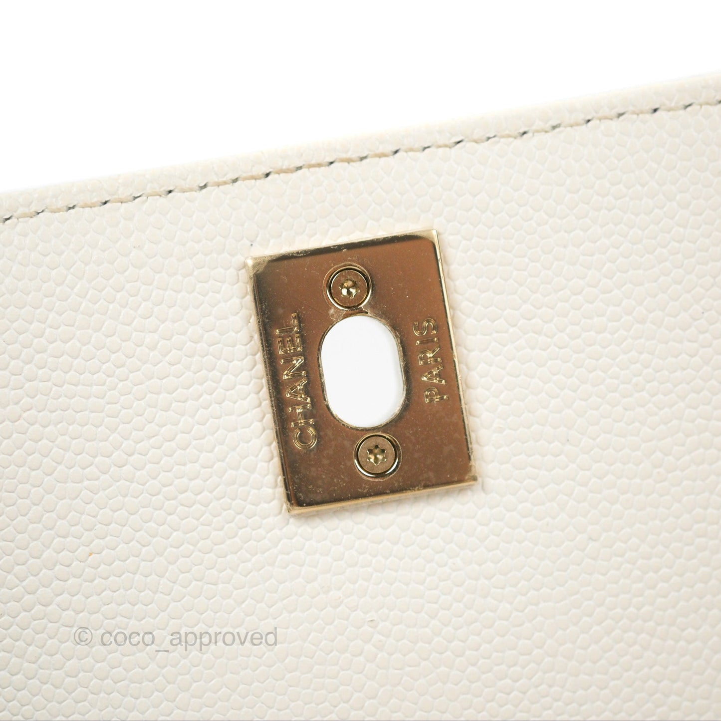 Chanel Mini Coco Handle Quilted Ivory White Caviar Gold Hardware