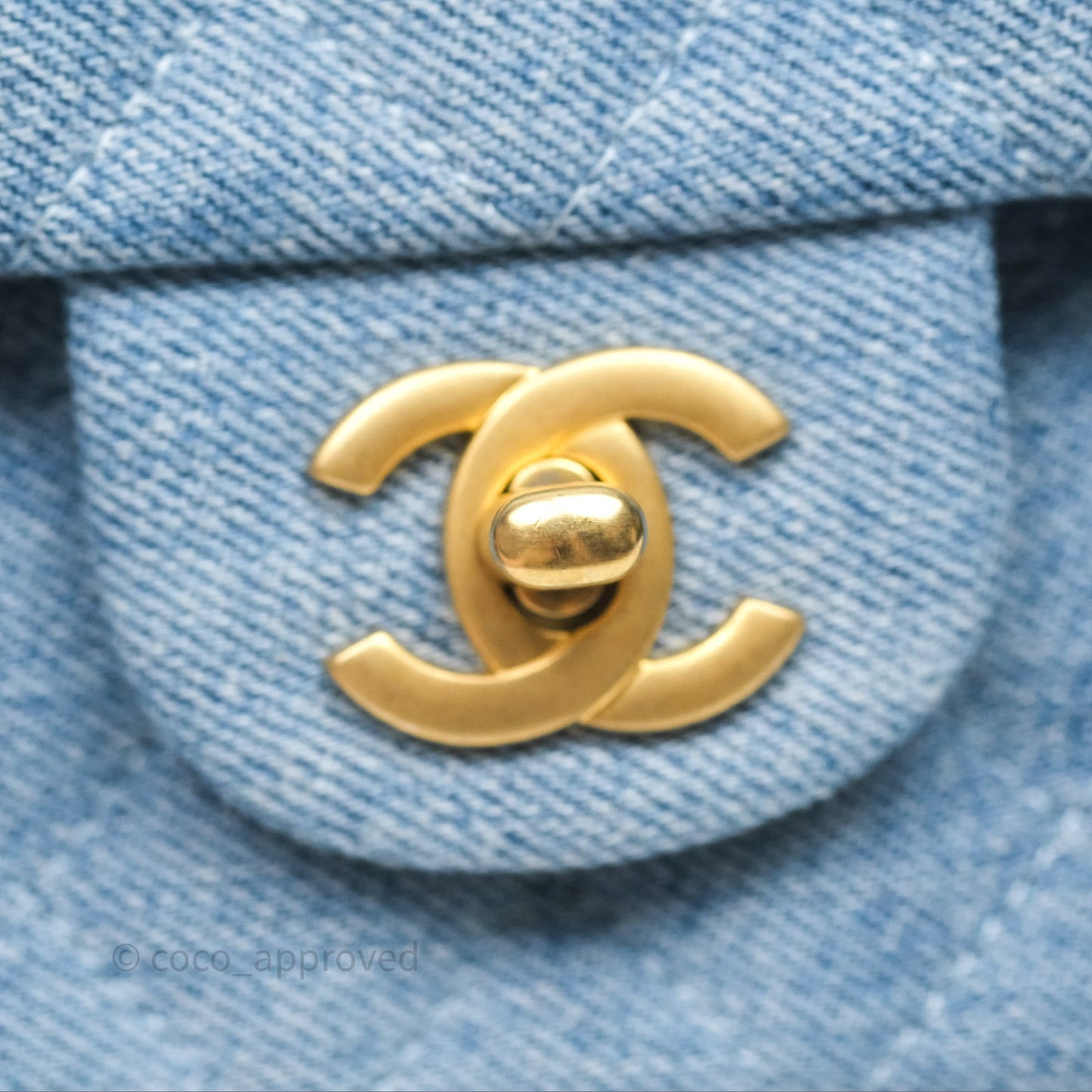Chanel Quilted Mini Rectangular Flap Denim Aged Gold Hardware