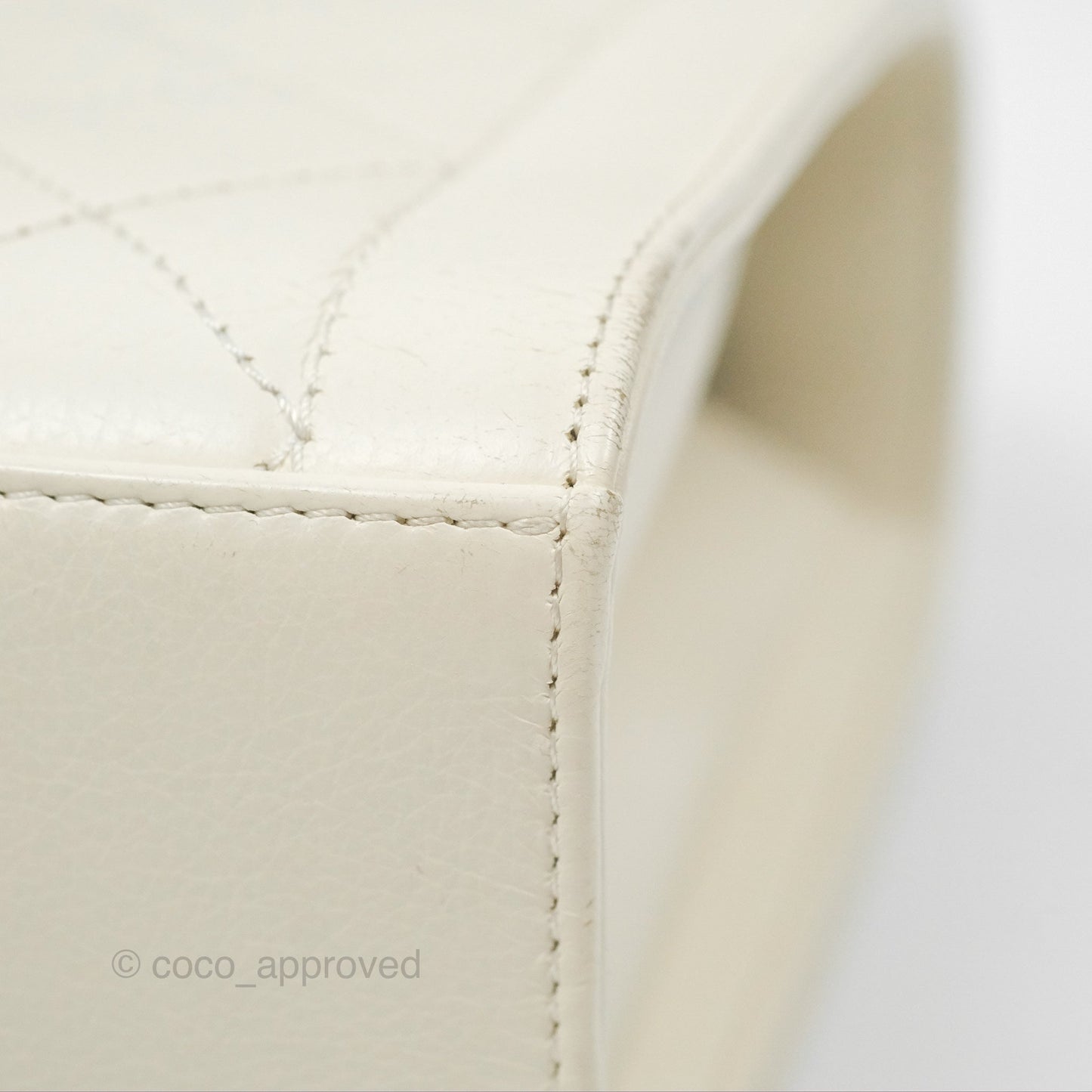 Chanel Quilted Label Click Flap Bag White Grained Calfskin Gold Hardware