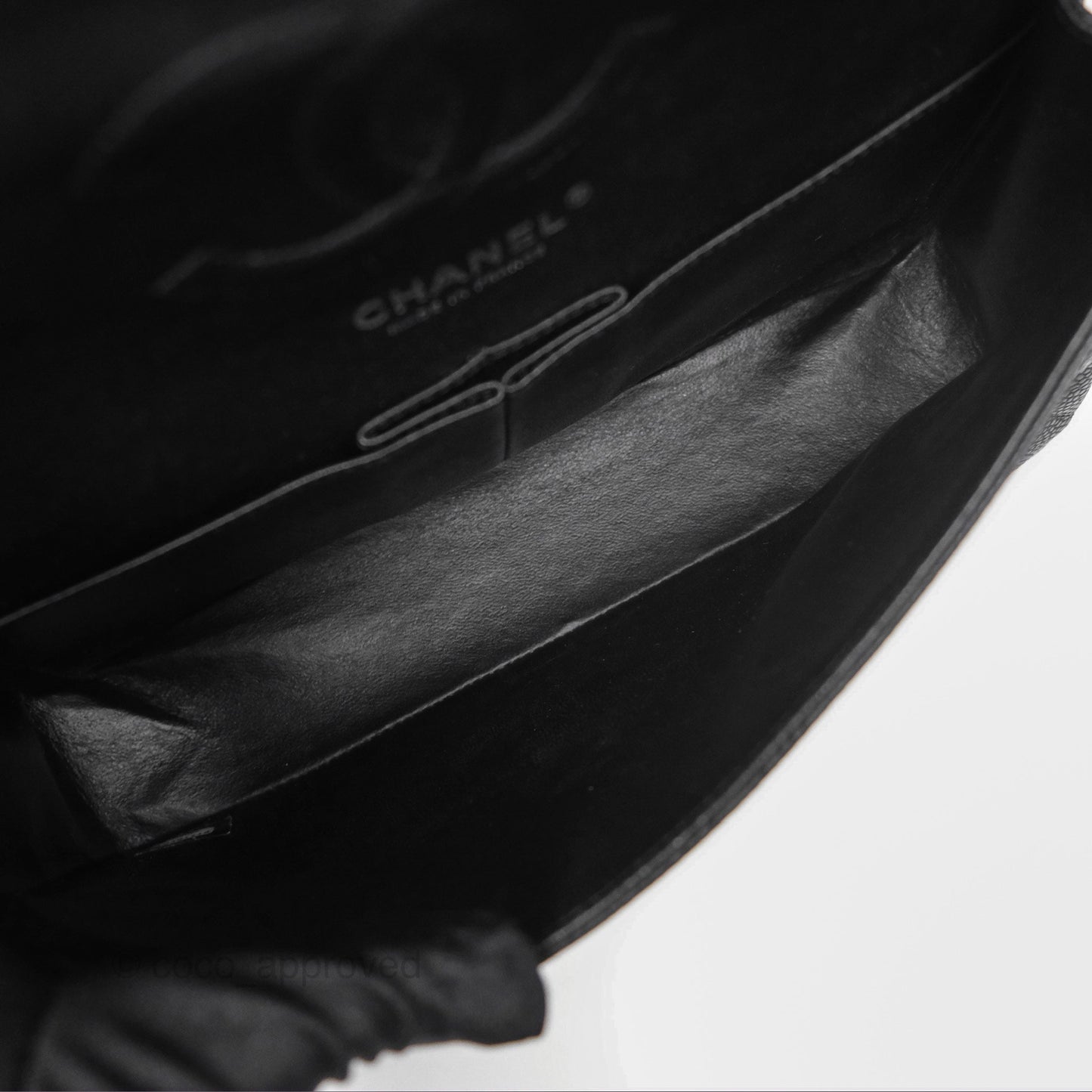 Chanel Classic M/L Medium Flap Quilted Black Caviar Silver Hardware
